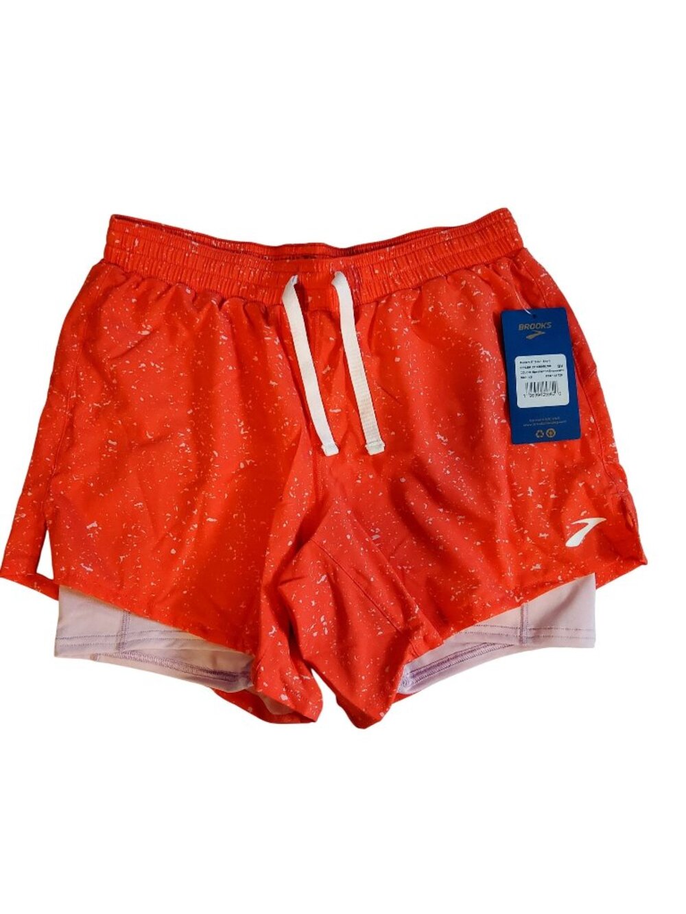 Brooks Womens Moment 5" 2-In-1 Speckle Print Running Shorts XS Elastic Waist